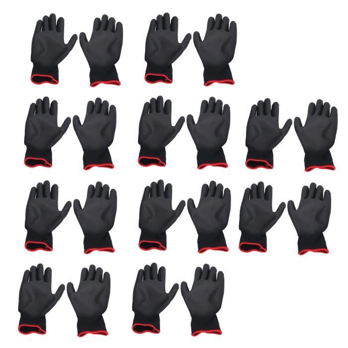 10 Paires De Gants De Travail En Nylon Enduit PU - Taille L (9), Résistants à L'abrasion, Pour Jardinage, Mécanique - 1