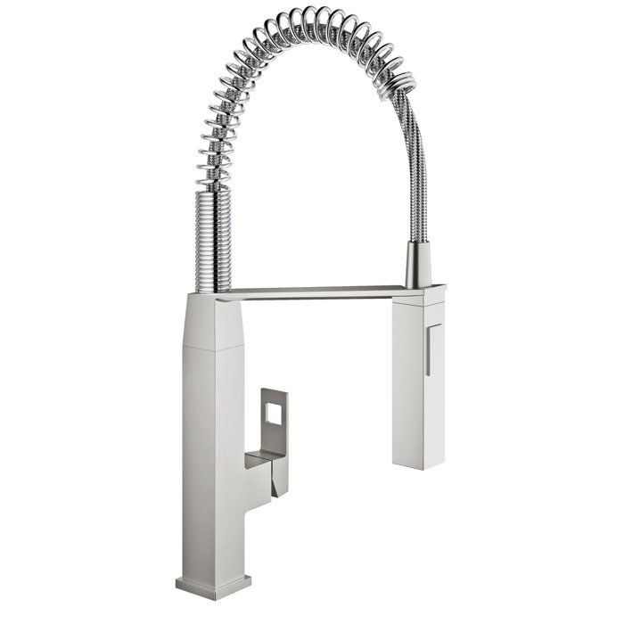 Robinet de lavabo GROHE Eurocube Acier inoxydable Poignées de levier Bec pivotant Monotrou - vue 2