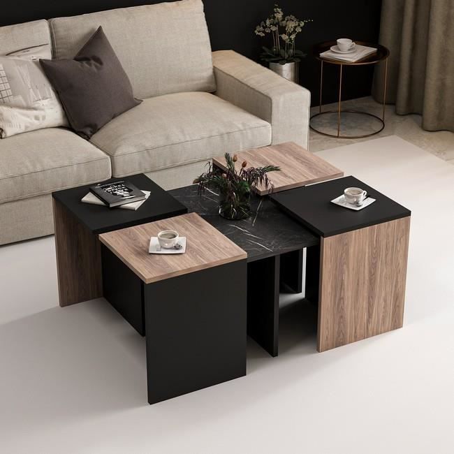Homemania Table Basse Owen Compacte Modulable Avec Etageres