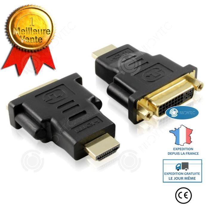 INN Adaptateur DVI vers HDMI femelle-mâle Convertisseur DVI vers HDMI ...