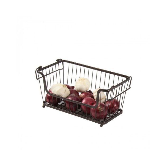 Panier Metallique Rectangulaire En Metal Couleur Bronze Empilable Taille M Cdiscount Maison