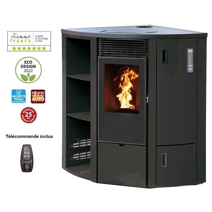 Poele A Granules Ricci 12 Kw Concentrique Modele D Angle Noir Achat Vente Poele A Granules Pellets Poele A Granules Ricci 12 Kw Cdiscount