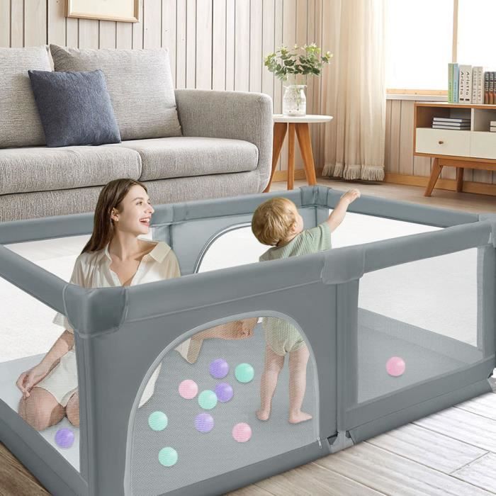 DREAMADE Parc Bébé Pliable En Tissu Oxford, Avec Tapis, 50 Boules Et 4