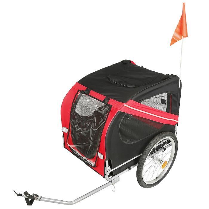 Remorque vélo pliable pour chien - JEOBEST - 137x73x90cm - Rouge et noir