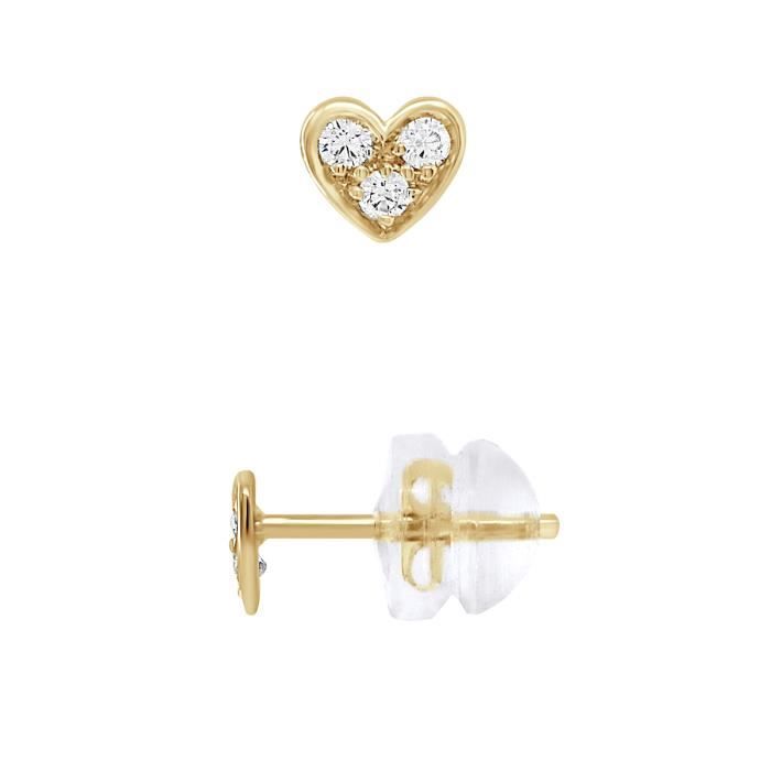 Boucles dOreilles - LÉA & ARTHUR - Cœur - Or Jaune 375 - Zirconium - Enfant