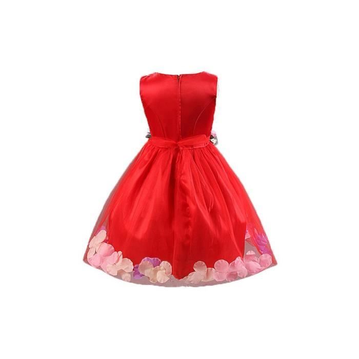 Enfants Bebe Filles Robe De Soiree Princesse Robe De Bapteme Ceremonie Mariage Jupe Rouge Cdiscount Pret A Porter