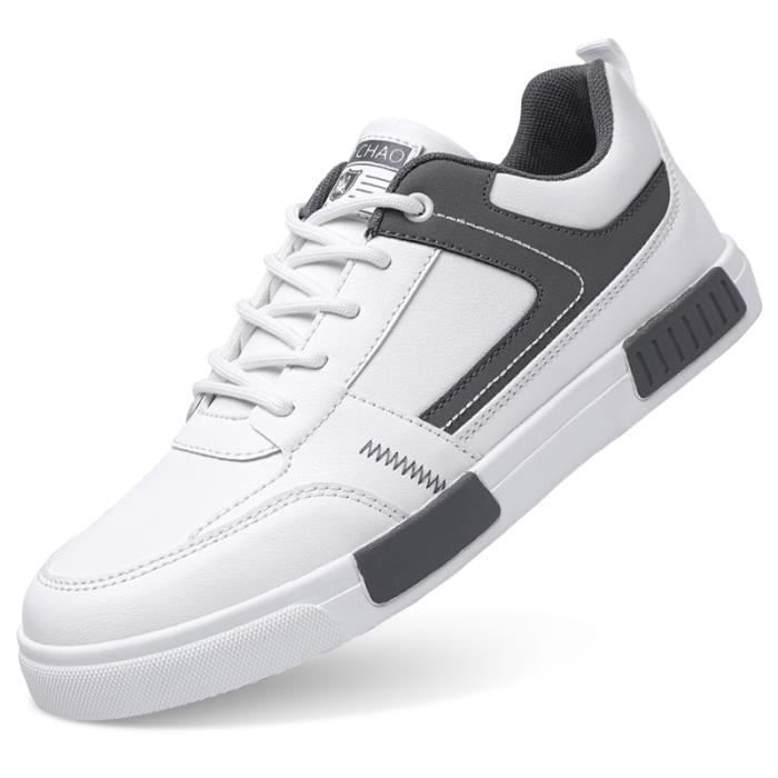 Baskets homme Chaussures de sport outdoor polyvalentes Gris Cuir Taille 38 47