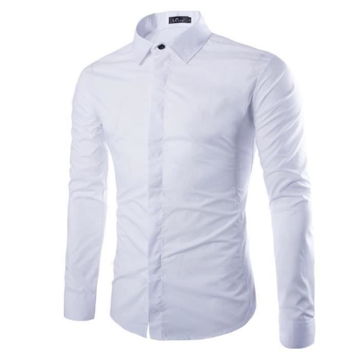 Chemise Homme Slim Fit Blanche À Manches Longues FUNMOON Coupe