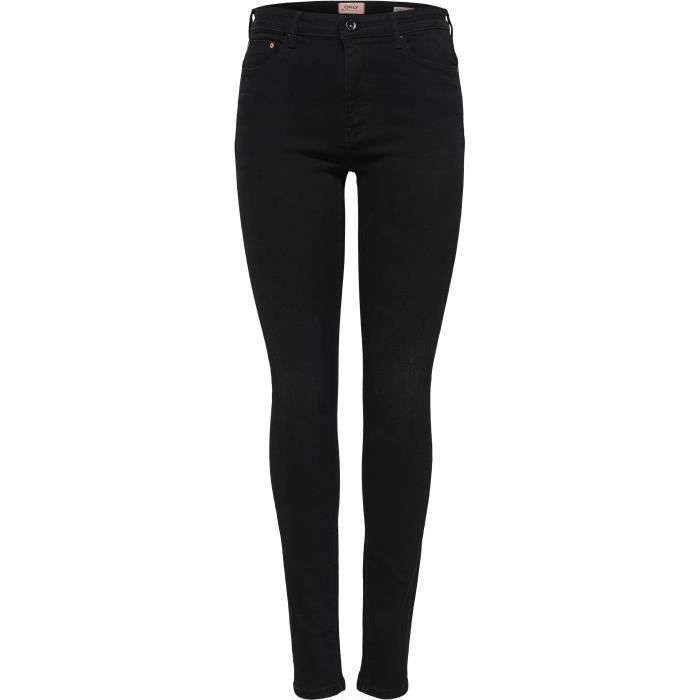 ONLY Jean Skinny à Taille Haute Noir Denim Femme