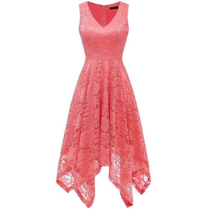 Robe Dentelle Asymétrique Florale BCBG Meilani - Neuve Avec étiquettes, Taille XS