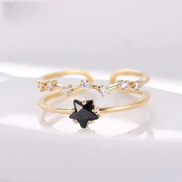 Bague Alliance 'Astre/Lune' Plaquée Or 18 Carats - Bijou Femme, Tailles 50 à 60, Neuf Avec étiquettes