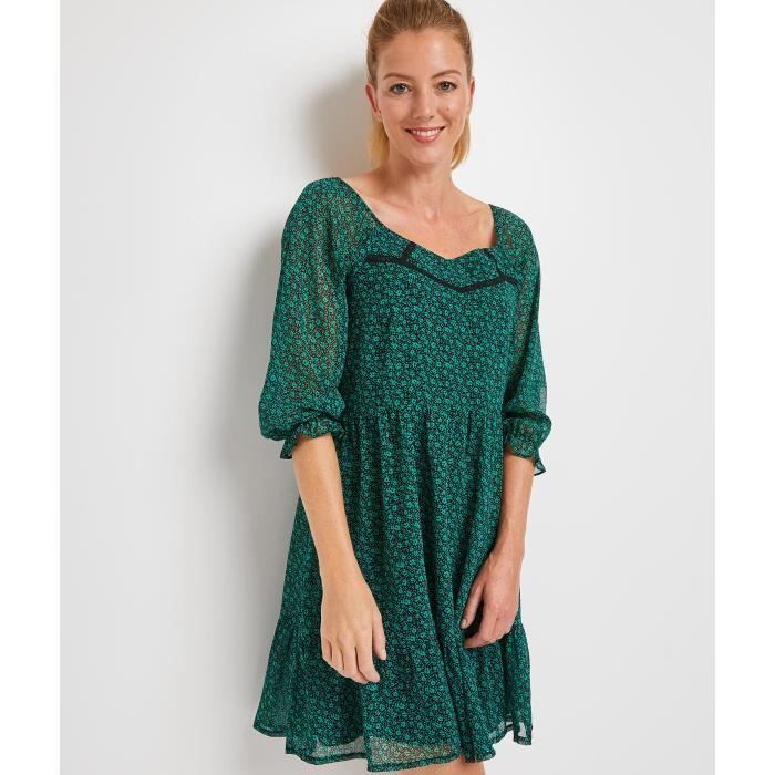 robe verte fleurie