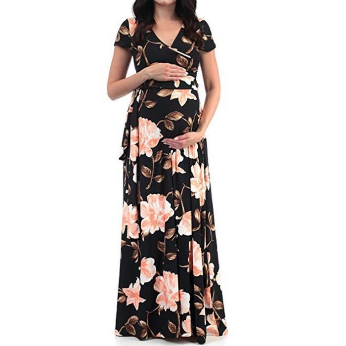 Robe De Grossesse été Longue Et Chic Sans Manches - LAEMILIA - Taille Haute Confort S à XL