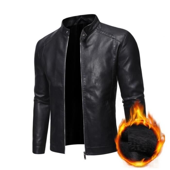 Homme Motard Revers 5XL Casual Punk court Slim en Cuir Synthétique Motorycle Vestes L