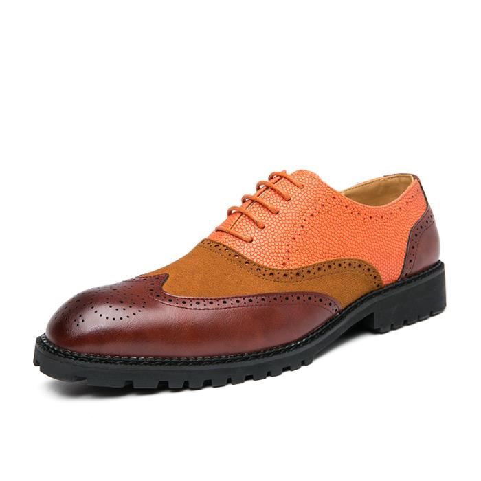 Richelieu Cuir Chaussure Homme Orange Orange Cdiscount Chaussures