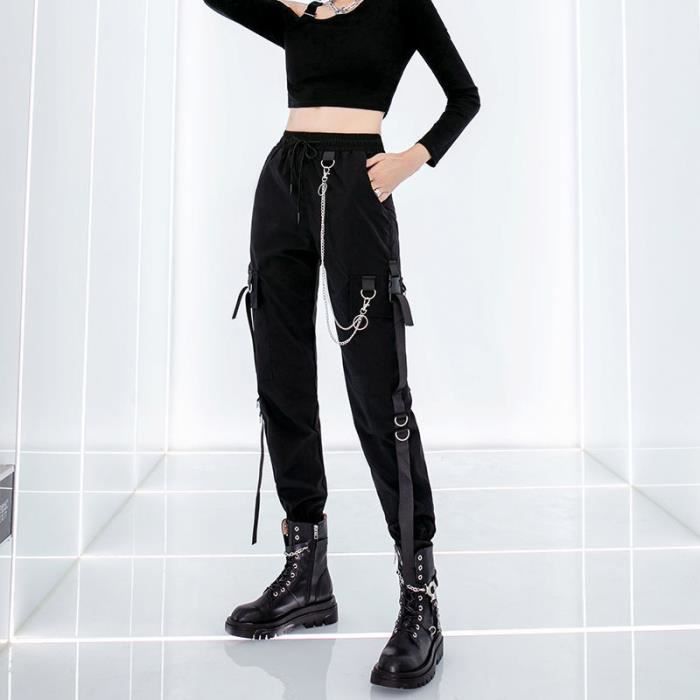 Pantalon femme sales cargo noir