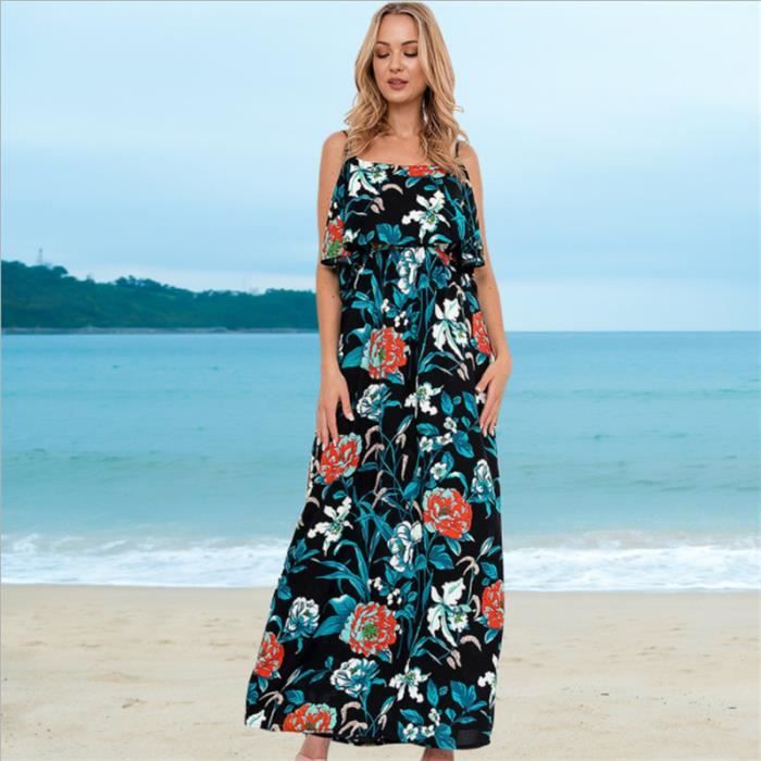 Robe Femme Jupe de plage fleurie europeenne et americaine bleu CK Bleu Cdiscount Pret a Porter