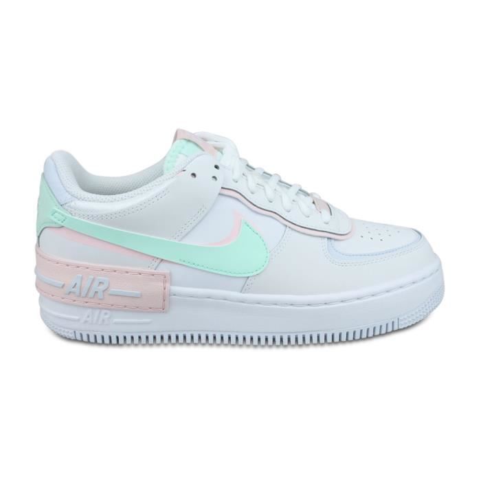 Basket Femme Nike Air Force 1 Shadow Blanc Ci0919 117 Lacets Cuir Blanc Cdiscount Chaussures