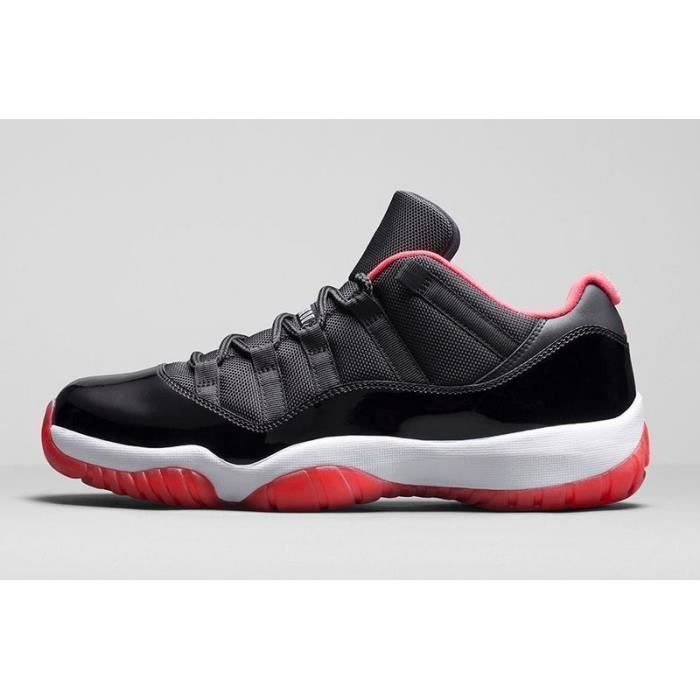 Baskets Air Jordan 11 Low Bred Femme Homme AJ11 Chaussures Noir Rouge Noir rouge Cdiscount Chaussures