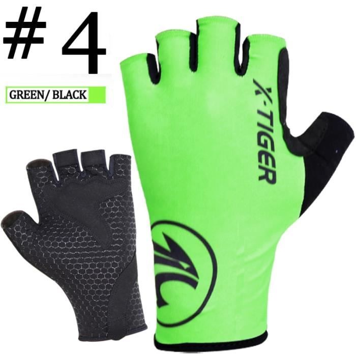 Gants Cyclisme RockBros – Demi-doigts, Soie Glacée, Noirs, Antichoc (VTT/route)