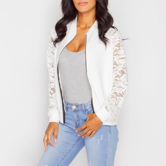Veste Femme Motard Bomber Vintage - Blouson Léger Zippé Printemps/Automne - Style Sport Chic