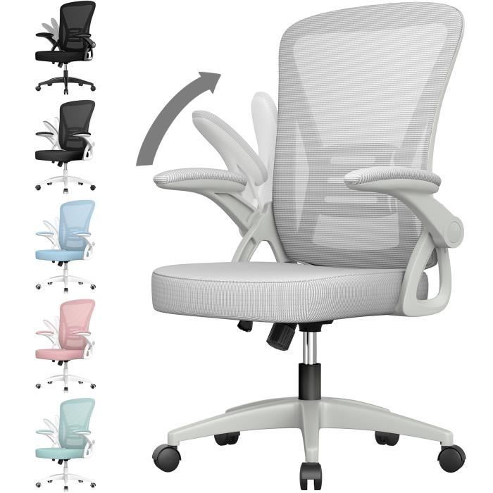 chaise de bureau à roulette 360° | fauteuil ergonomique | hauteur & dossier ajustable/accoudoirs réglables | charge max 150kg |gris