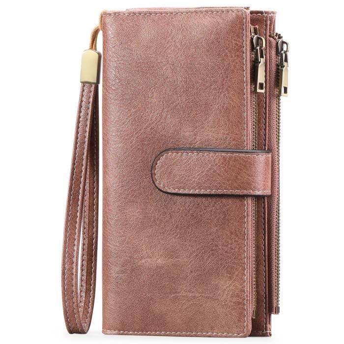 Porte carte anti-RFID blocage femme cuir pour 12 cartes