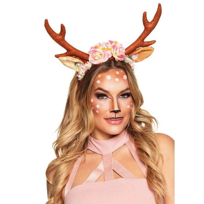 BOFUNX Déguisement Renne Femme, Jupe en Tulle, Jupe Tutu Marron Femme+Serre-Tête Bois de Rennes+Tatouages de Visage de Renne pour Fête à Thème,Déguisement Animaux Cosplay