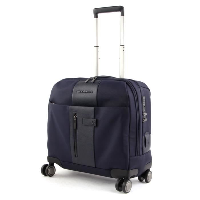 Valise Piquadro Pilotina BV4729B2 – Cuir Bleu – Chariot Unisexe – Neuf