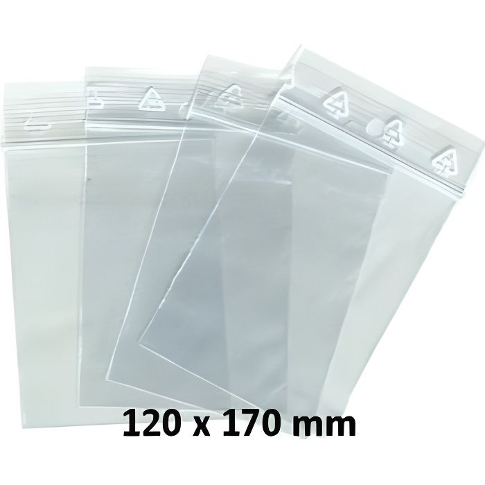 Emballages sachets pour bijoux ou pochette plastique zip 100 pièces 120 x 170 120 x 170 mm