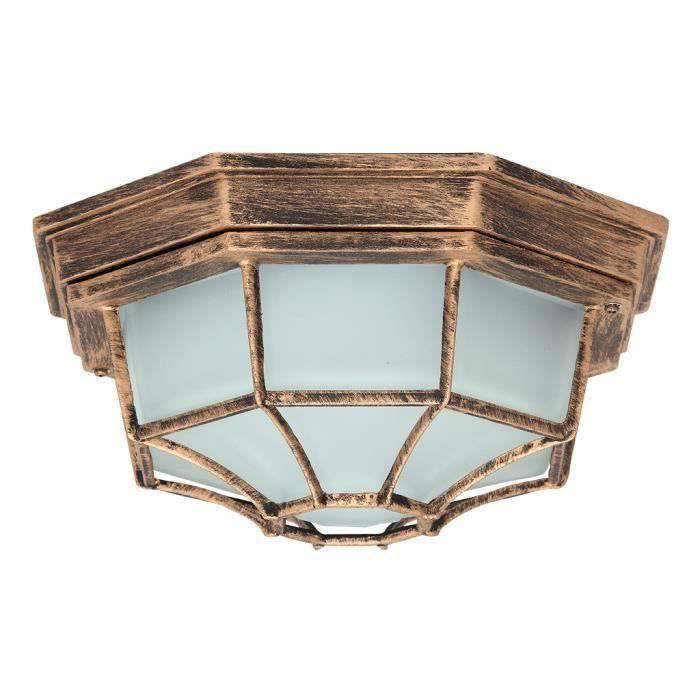 Plafonnier extérieur - RABALUX - Milano - Couleur or antique - E27 - IP43 - 100W