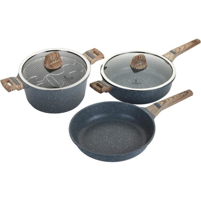 Poêle Induction 30 Cm CAROTE - Revêtement Granit Antiadhésif Sans PFOA - Compatible Tous Feux - Poignée Bakélite Résistante - 13
