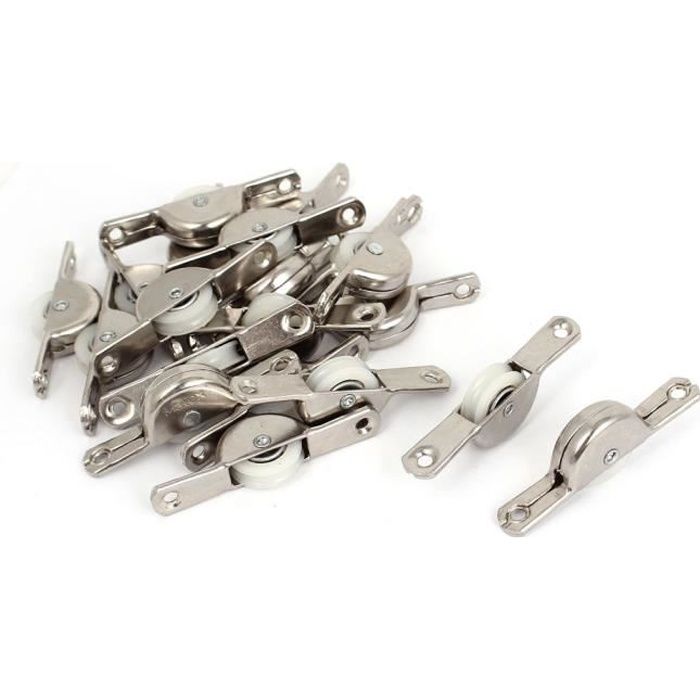 10pcs Sourcing Map Roulette De Porte Coulissante De Placard De Garde Robe De Meuble 1 8 46mm Distance De Trou Argente 96425020