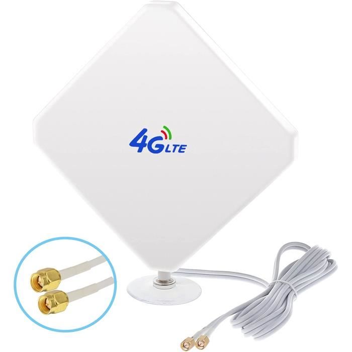 Antenne SMA 4G LTE Double Amplificateur Signal Mimo Antenne 35dBi Gain élevé avec cable d'extension 2M Récepteur Réseau 3G-4G Am83
