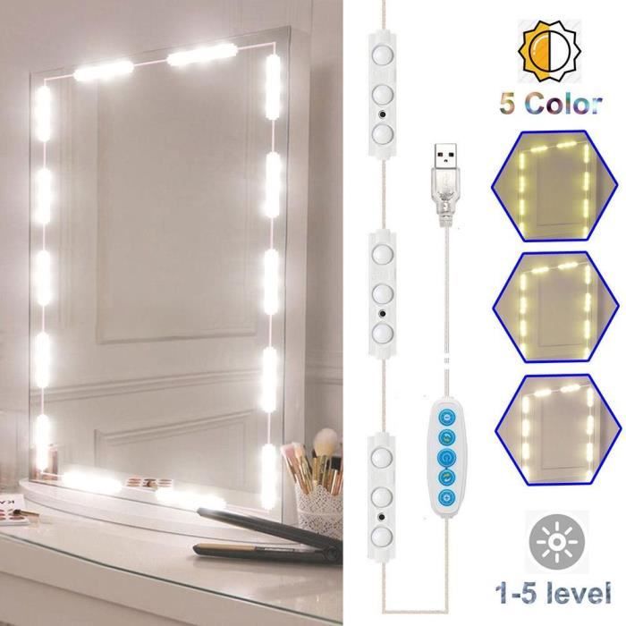 Kit de Lumière LED pour Vanity Miroir, Lampe pour Miroir Dimmable 10  Ampoules LED Guirlandes Lumineuses pour Salle de Bain L0874 - Cdiscount  Maison