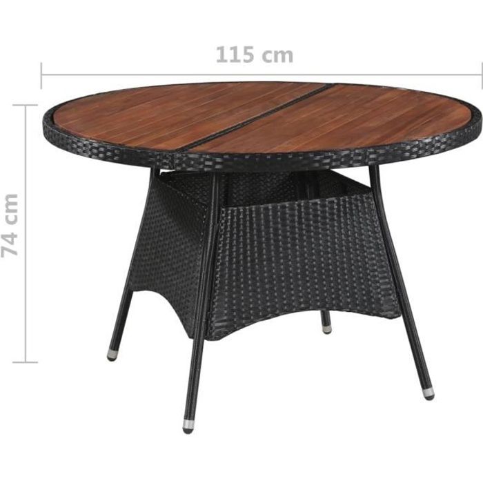 Table A Manger De Jardin Resine Tressee Noire Achat Vente Pas Cher