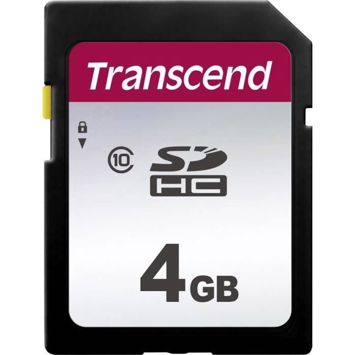 TRANSCEND Premium 300S Carte SDHC - 4GB - Class10 - Lecture jusqu'à 95 Mo/s / Ecriture jusqu'à 45 Mo/s