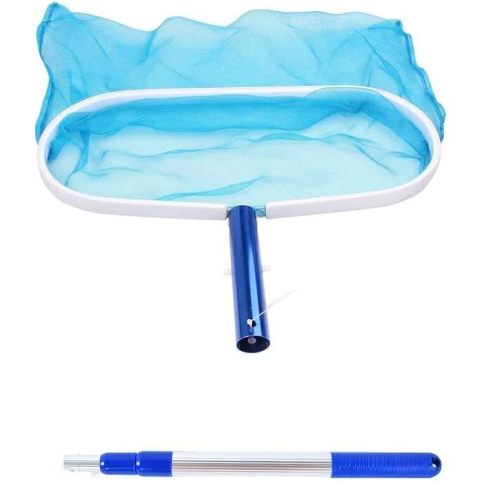 Épuisette De Piscine - Râteau à Feuilles - Fournitures De Nettoyage De Piscine - Avec Manche Télescopique à 3 Sections - Cadre En Plastique - Maille En Polypropylène - Mât En Aluminium - Longueur
