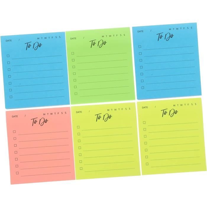 6 Pièces Notes Fluorescentes Bloc-Notes Autocollants Étiquettes De Note ...