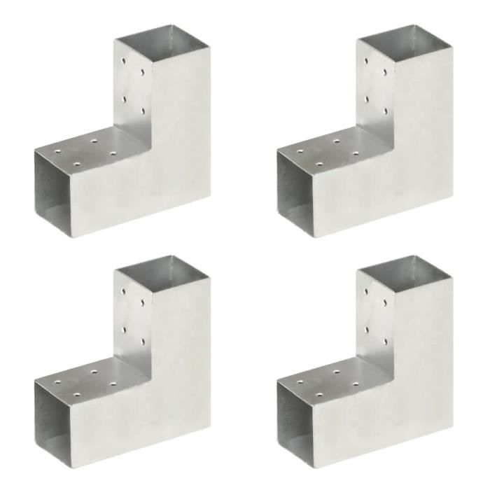 vidaXL Connecteurs de poteau 4 pcs Forme en Métal galvanisé 71x71 mm