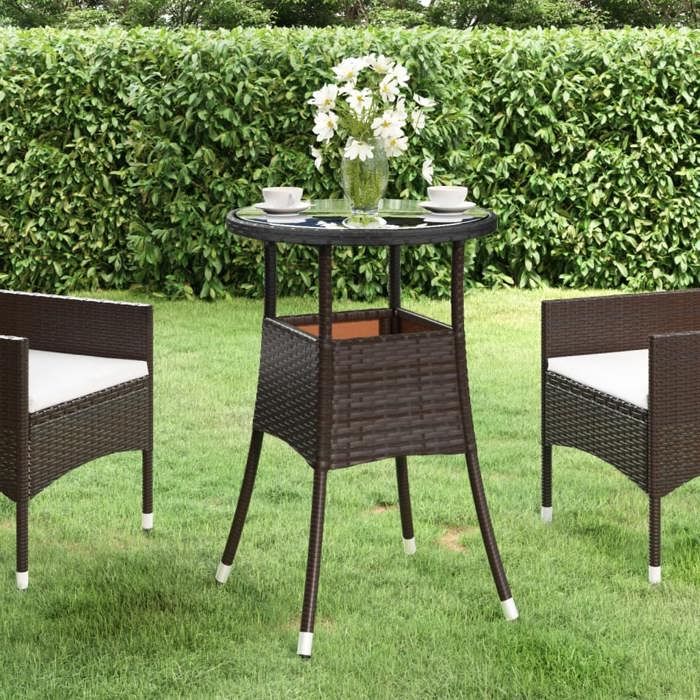vidaXL Table de jardin Ø60x75 cm trempé