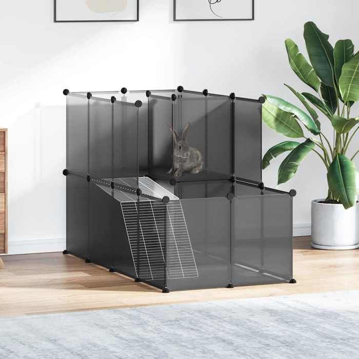 vidaXL Cage pour petits animaux Noir 142x74x93 cm PP et Acier 340573