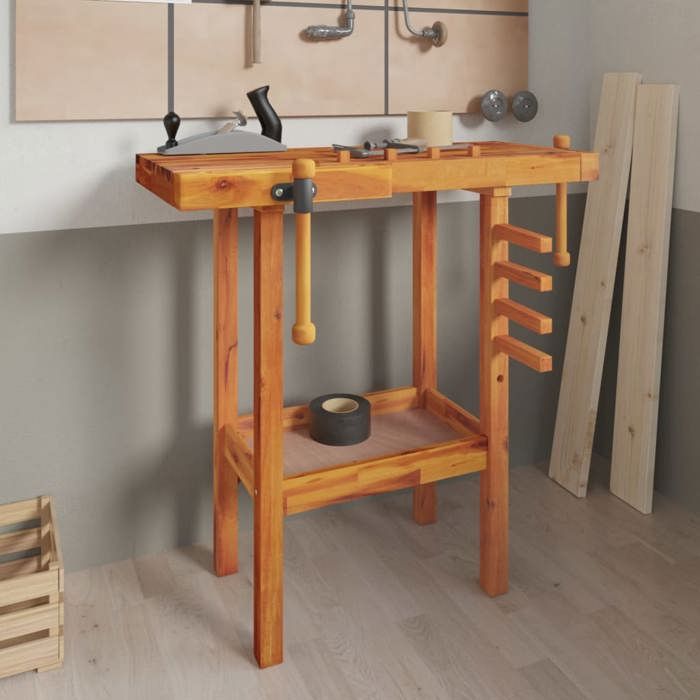 vidaXL Établi avec étaux 92x48x83 cm Bois massif d'acacia 153319