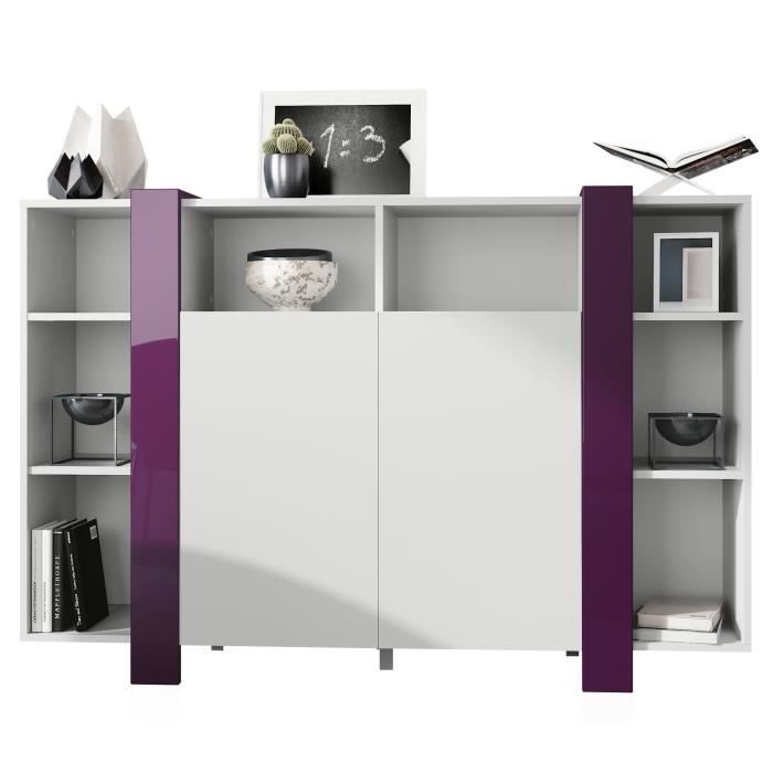 Buffet Haut Armoire Metro, Corps En Blanc Haute Brillance / Façades En Blanc Haute Brillance Avec Une