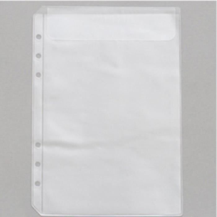 POCHETTE PLASTIQUE,A5 one pocket--Pochettes ?� feuilles mobiles en PVC A5 A6, 5 pi?�ces, 6 trous 