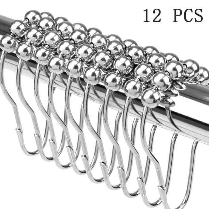 Crochets en chrome pour rideau de douche (12/pqt) | Groupe Gilco