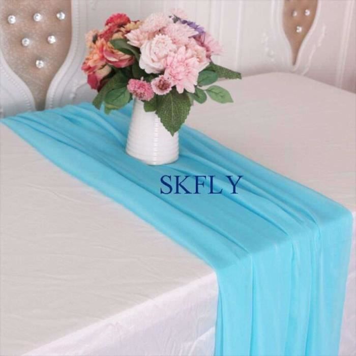 JS08305 Chemin de table l gant en mousseline de soie. voile