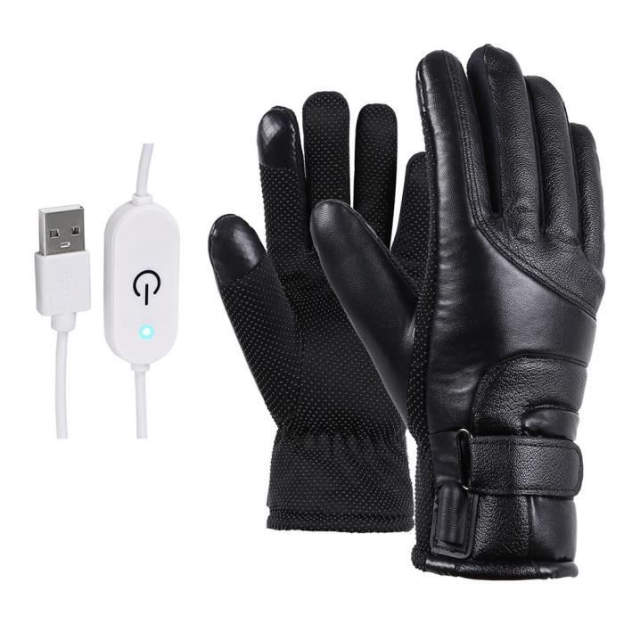 Adjustable temp -Gants chauffants électriques coupe vent pour hommes et femmes,cyclisme,écran tactile,gants de ski chauds,alimen