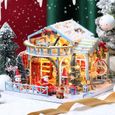 Bricolage Noël Miniature Maison De Poupée Kit Mini 3d Maison En Bois Chambre Artisanat Avec Meubles Led Lumières Fête Des-1