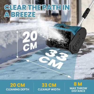 Souffleuse à Neige électrique Sans Fil - 2 Batteries, éjection Jusqu'à 6m, Pliable, Largeur 30cm, Moteur Brushless 1000W